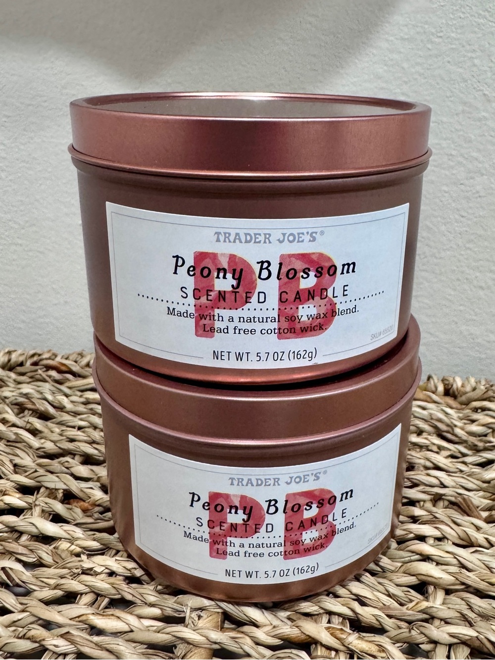 2x Trader Joe's Peony Blossom Scented Candle